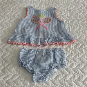 Mud Pie Blue and Pink Striped Dress Set